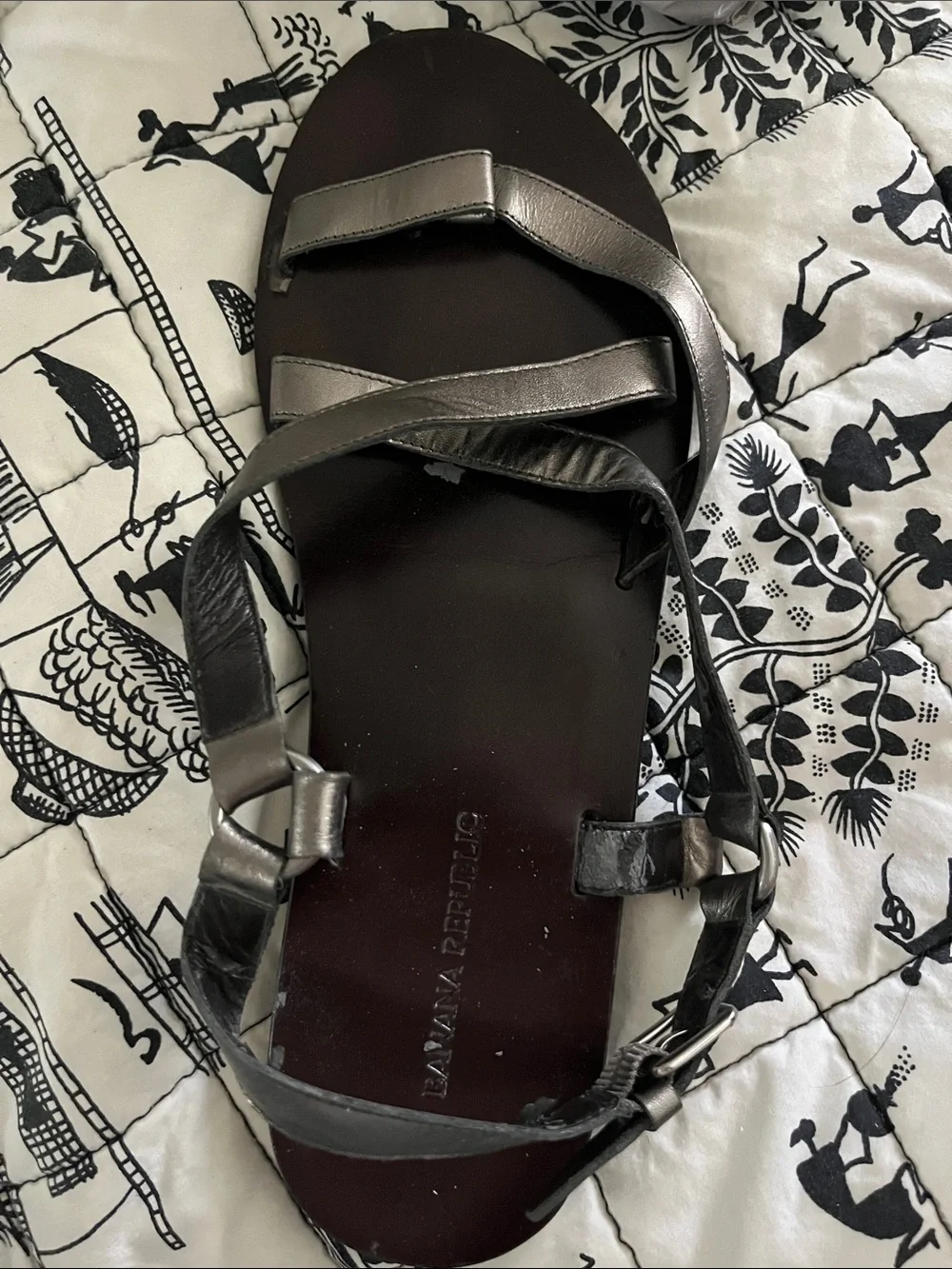 Banana Republic Silver Strappy Leather Sandals